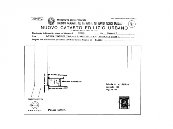Via Rovani Planimetria Box Foglio 20 - Map 134 - Sub 39