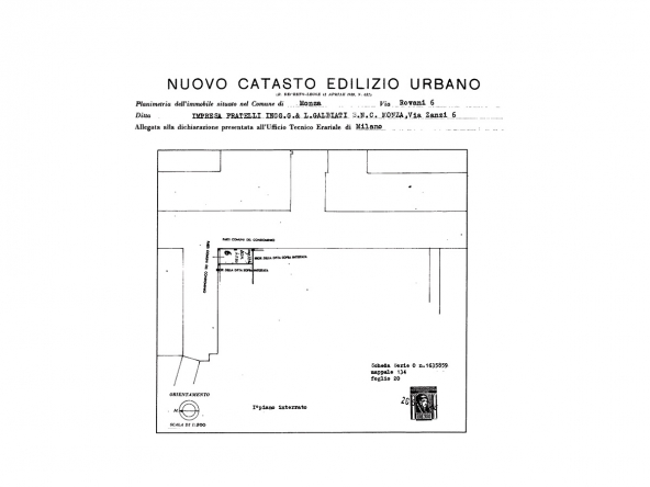 Via Rovani Planimetria Box Foglio 20 - Map 134 - Sub 34