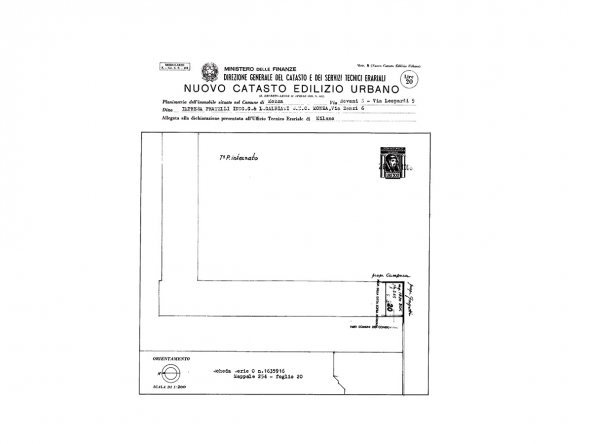 Via Rovani 6 / Via Leopardi 9 Planimetria Box Foglio 20 - Map 254 - Sub 26